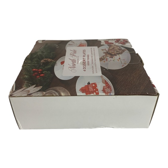 NORTH POLE TRADING CO Dessert Plates Good Tidings Set of 4 Porcelain Bunny Gifts - Picture 14 of 15